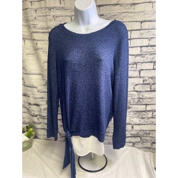 Women's Simply Vera Blue Long Sleeve Sweater Top Vera Wang‎ Size M - Picture 1 of 3